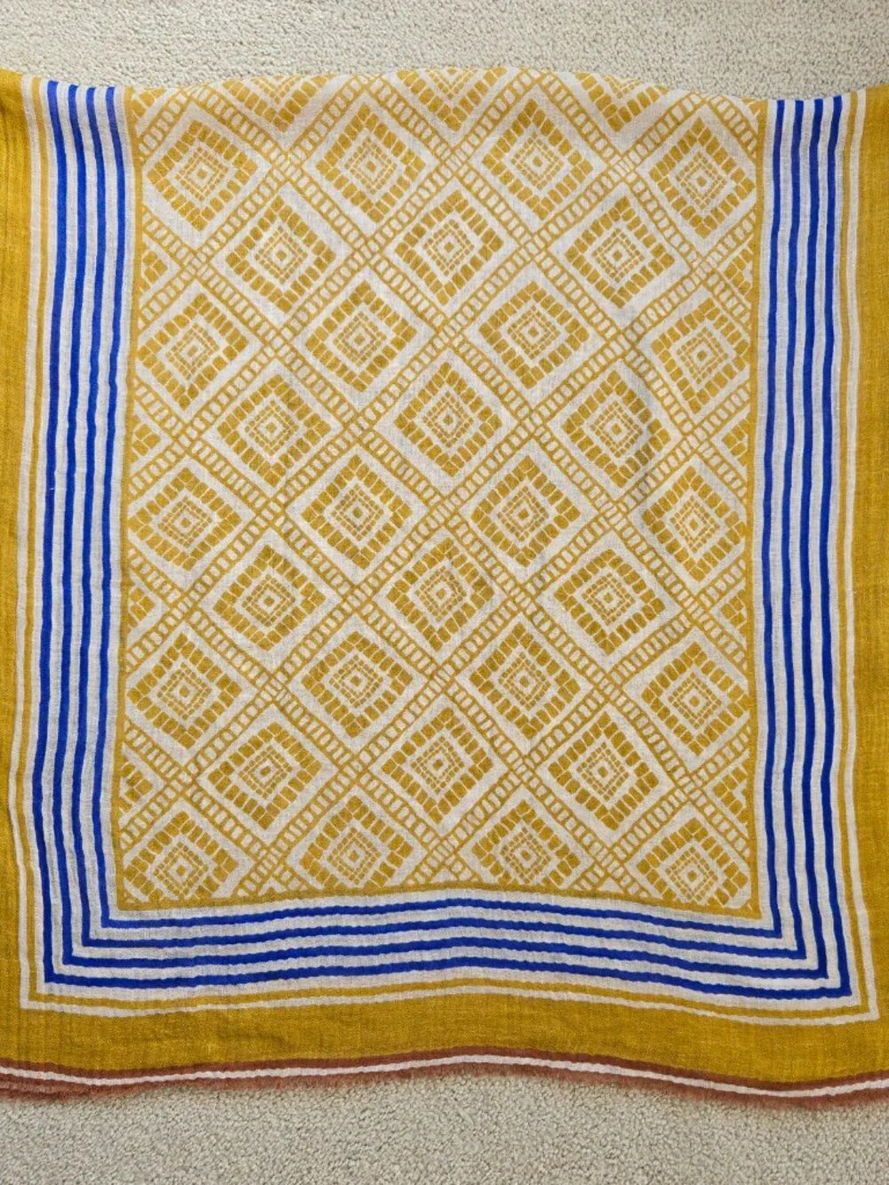 NWT Lovat & Green Linen Oversized Scarf Bilbao Spain Mustard Yellow Gold
